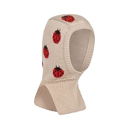 Шапка-шлем из шерсти мериноса Konges Slojd "Belou Ladybug", божья коровка